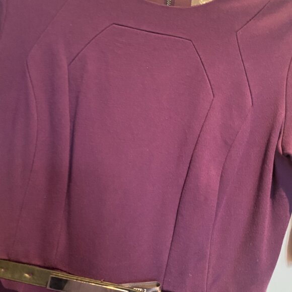 Vince Camuto Deep Plum Belted Dress – Size 2 - Picture 2 of 4